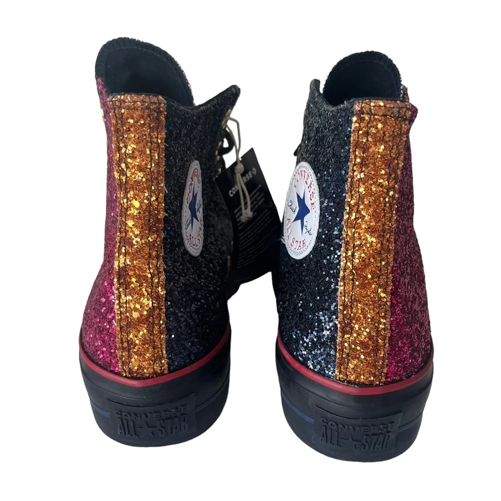 Converse platform glitter high top custom sneakers NWT 9 - Picture 4 of 9